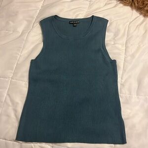 Blue knit tank top